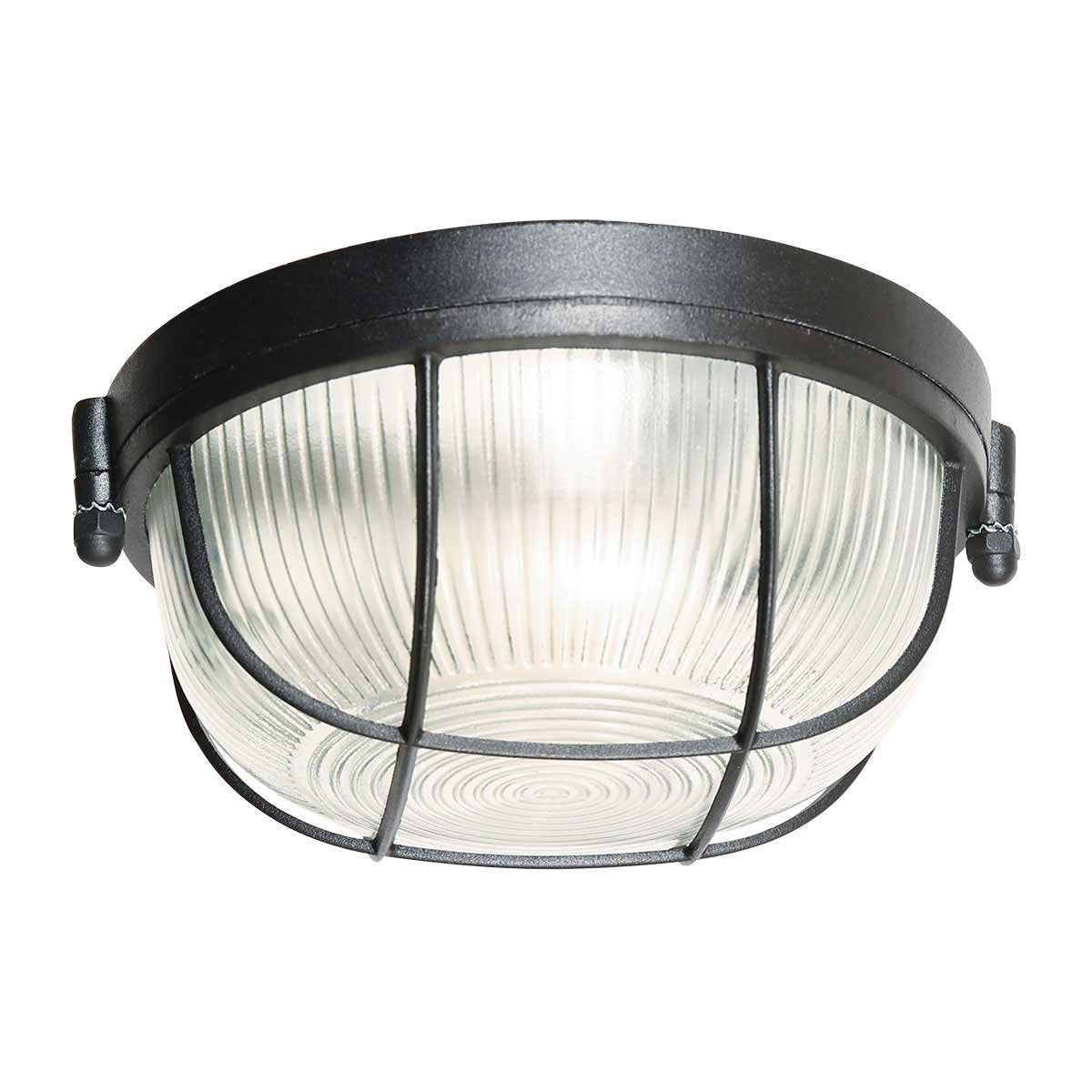 Plafondlamp Lisanne 1342ZW | Zwart metaal en glazen kap | Ø 17 cm, hoogte 8 cm | Mexlite | Trendy design voor binnengebruik