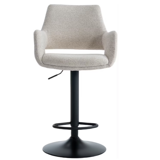 Criks Design Monza Barkruk - Verstelbaar 93-115 cm - 360° Draaibaar - Met Voetensteun - Beige