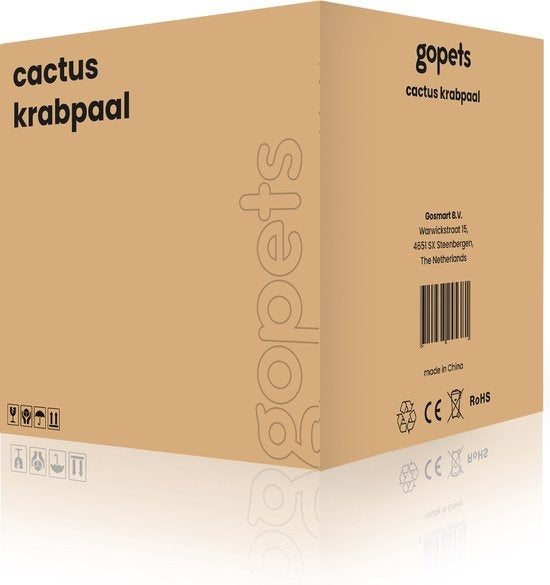 Gopets Krabpaal Katten - Cactus Krabpaal met Touw - Krabplank modern design - Krabmeubel met Speeltje - 65cm
