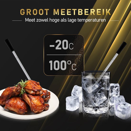 MostEssential Smart Vleesthermometer - Draadloos - 80M Bereik - 36 Uur Werktijd - Bluetooth 5.2 - 2000mAh Batterij - Double Probe Edition