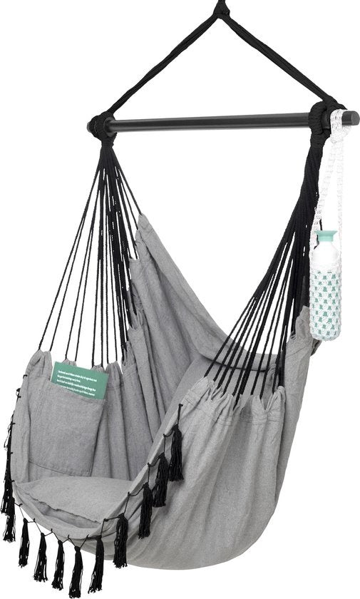 Vita5 XXL Hangstoel – Incl. 2 Kussens en Boekenvak – max. 225 kg – Grijs