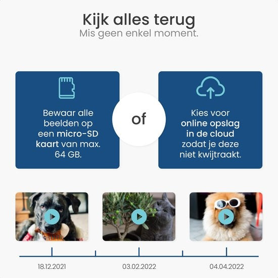 Gologi huisdiercamera - Hondencamera - Pet camera - Beveiligingscamera - Security camera - Voor alle huisdieren - Met wifi