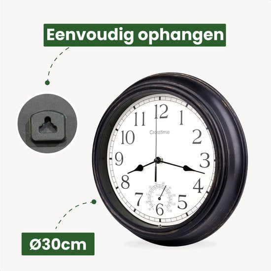 Lucht Buitenklok - Waterdicht - Tuinklok - Retro klok - Stationsklok dubbelzijdig - Wandklok