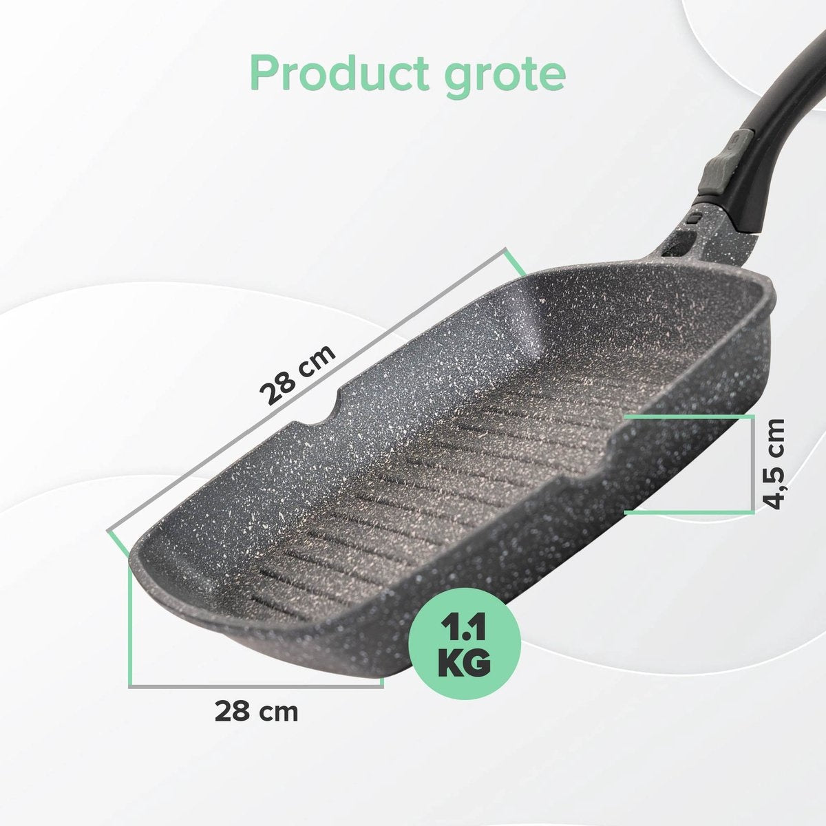 Coninx Grillpan Inductie 28cm - Steakpan Vleespan - Grill Pan met Afneembare Handgreep - PFAS-vrij - Geschikt voor alle Warmtebronnen - Bakpan Inductie - 28x28 CM - Extra Dikke Bodem - Vaderdag Cadeau