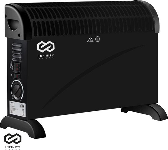 Infinity Goods Elektrische Convectorkachel - Turbo Functie en Ventilator - 750 / 1500 / 2000W - Verstelbare Thermostaat - Radiatorkachel - Oververhittingsbeveiliging - 35m² - Zwart