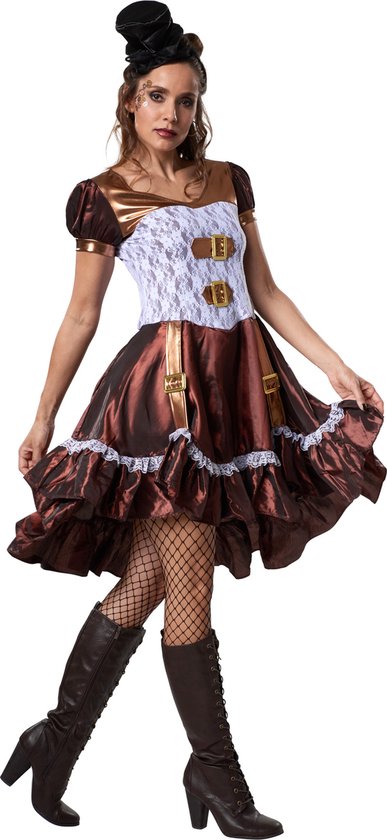 Dressforfun Steampunk lady S - verkleedkleding kostuum halloween verkleden feestkleding carnavalskleding carnaval feestkledij partykleding - 302300