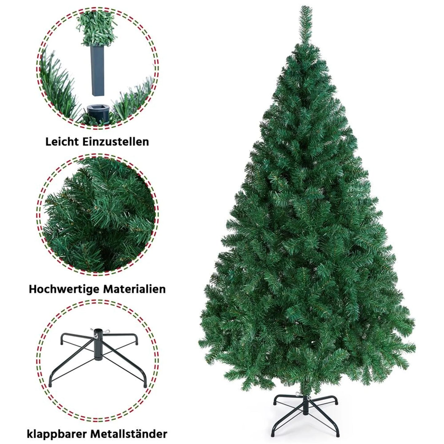 Yaheetech Kunstkerstboom Spar – 183 x 110 x 110 cm – Voorzien Van 598 Takpunten En Inklapbare Metalen Voet En Beschermende Rubberen Dopjes – Voor Woonkamer En Feestdagen – Groen PVC En Metaal