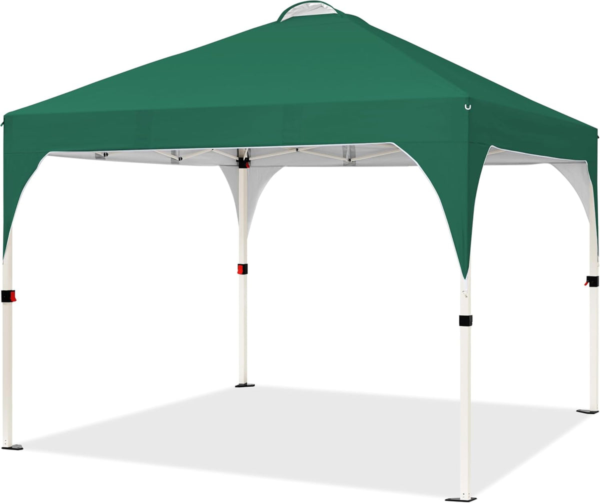 Vouwpaviljoen 3 × 3 m Pop-up Tuinpaviljoen In Hoogte Verstelbaar met Ventilatie en Draagtas Donkergroen