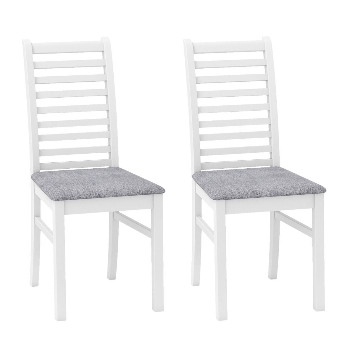 Coast Eetkamerstoelen Set van 2 - zonder armleuningen - gestoffeerde zitting - wit en grijs