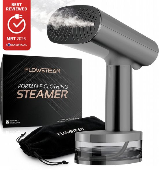 FLOWSTEAM® Luxe Kledingstomer - Handstomer & Reisstomer - Stoomapparaat Kleding - 25 Min Stomen - Matte Gray Edition