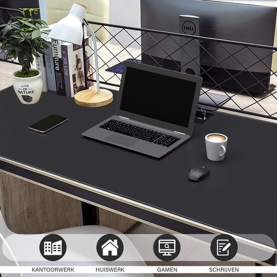 WURK Professionele Bureau Onderlegger Rubber – Bureau Organizer – Bureau Accessoires – Muismat XXL– Inclusief Kabel Clip – 120x60 – Zwart