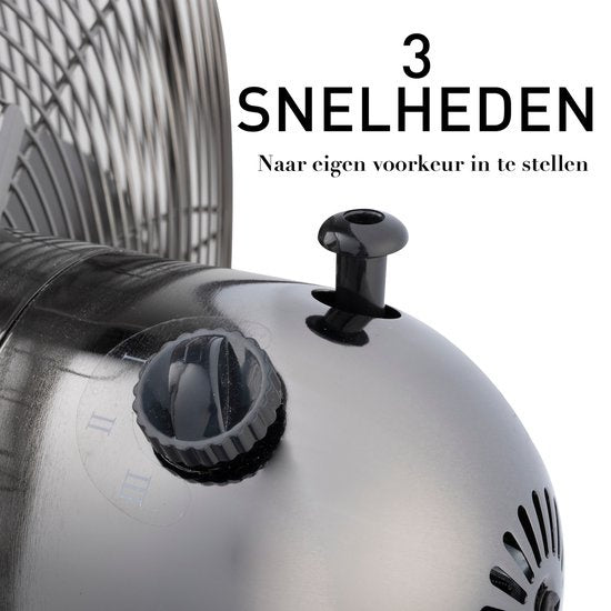 Lifetime Air Statiefventilator - 230V - Hoogte 125-145 CM - Driepoot Statief - 3 Snelheden - Oscillerende Functie - Kantelbaar - Zilver