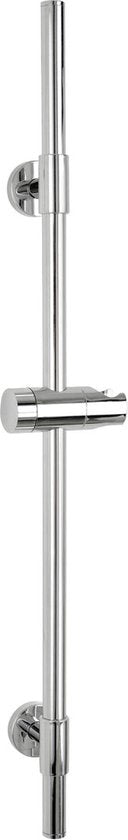 WENKO Douchestang Basic RVS chroom, lengte 66cm, diameter 19mm, met douchekophouder en 2 wandsteunen - Glijstang chroom
