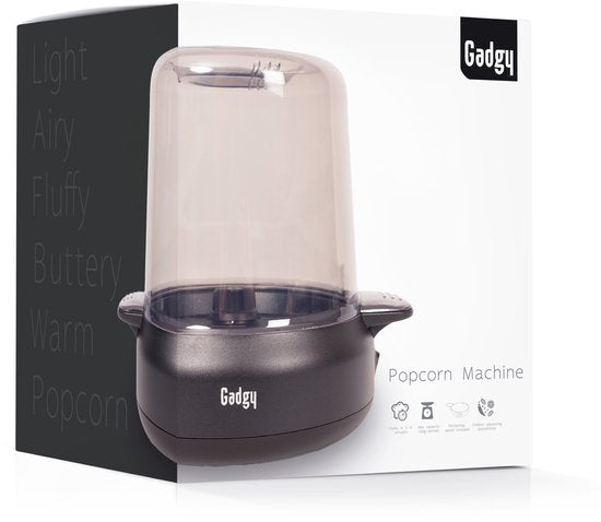 Gadgy Premium Popcornmachine – Popcornmaker - Vers & Huisgemaakt Popcorn in 4–5 Minuten - 500W - Zwart