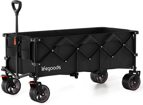 LifeGoods Bolderkar - XXL - Opvouwbaar - 300L - 150KG Draagkracht - Zwart