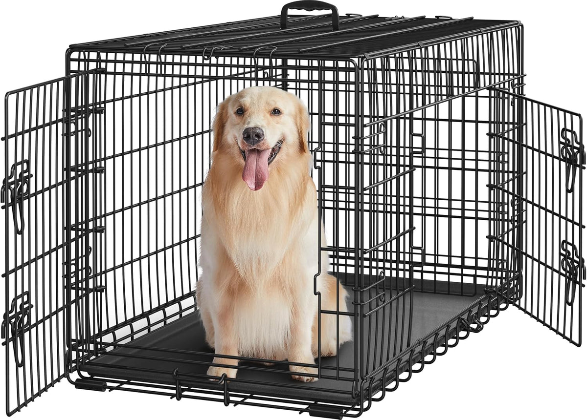 Yaheetech Hondenbench Opvouwbaar - Zwart - 107 x 60 x 66 cm - Met Verdeler, Dubbele Deur