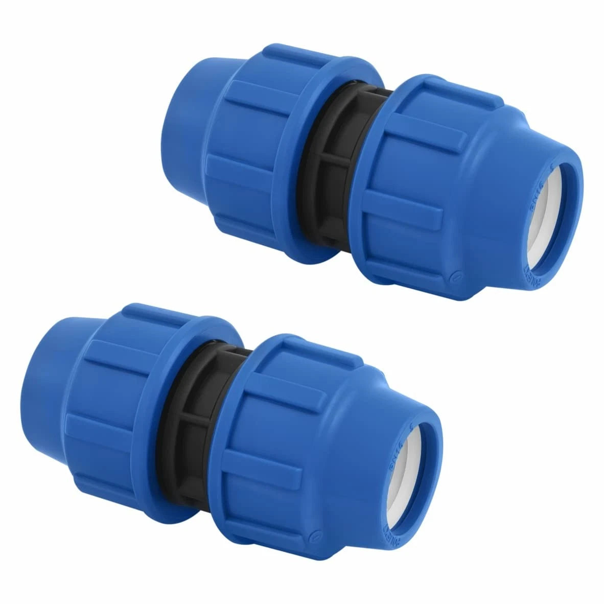SmartProduct PE-Buis Rechte Koppeling 32 mm 2 Stuks – Zwart & Blauw – Polypropyleen