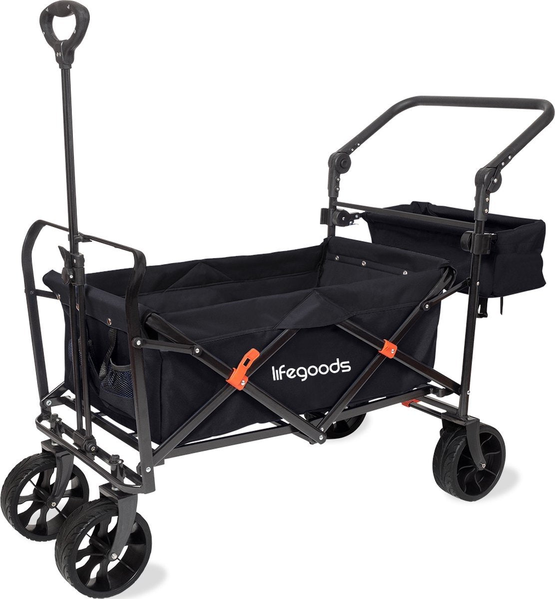 LifeGoods Bolderkar – Inklapbaar  – max. 120 kg – 120 x 61 x 80 cm – Zwart