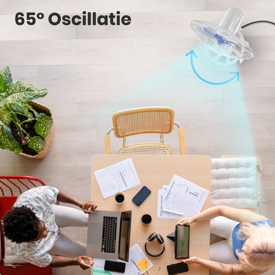 Auronic Statiefventilator - Staande Ventilator met Afstandsbediening - Hoogte Verstelbaar - Roterend - Slaapmodus - Stille Ventilator - Wit