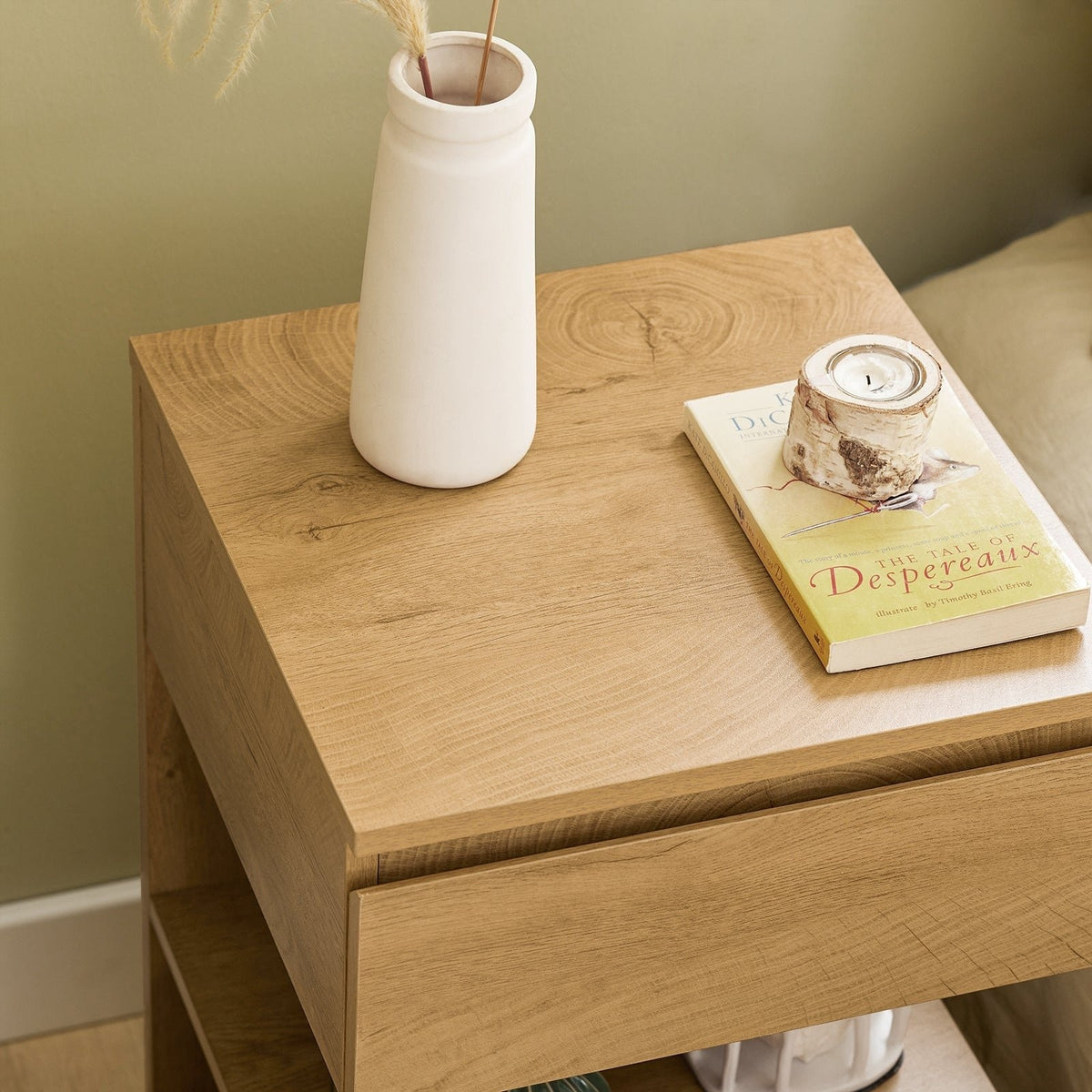 SoBuy Bijzetkastje - Salontafel met 1 uitschuifbare lade - Max. 45KG - 39 x 65 x 39 cm - Houtkleur