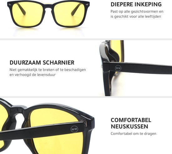 LC Eyewear Nachtbril - Computerbril - Avondbril - Blauw Licht Bril Zonder Sterkte - Nacht Bril voor Auto of motor - Beeldschermbril - Blue Light Glasses - Autobril