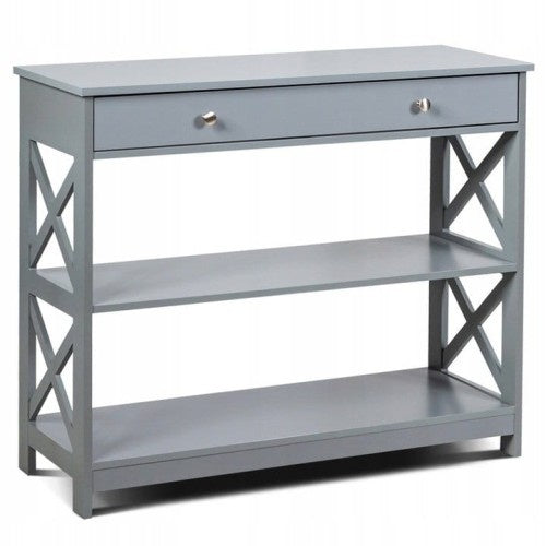 Coast Console Tafel 3 Niveau met Lade Houten Haltafel 100 x 30 x 80 cm Grijs