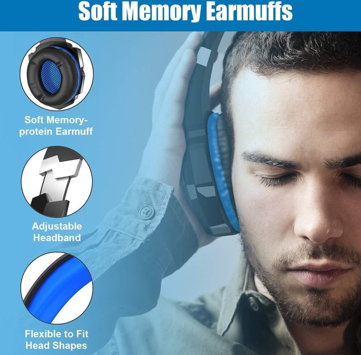 KOTION EACH G9000 - Gaming Headset - PC - Zwart/Blauw
