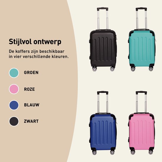 Handbagage Koffer - Trolley - 48L - Lichtgewicht - Cijferslot - 4 wielen - 56x37x24cm - Zwart