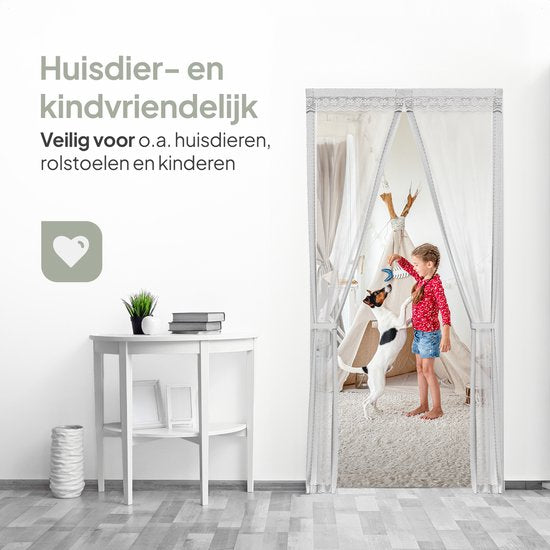 O'DADDY Deurgordijn Deluxe FIBER - Magnetisch Vliegengordijn - Voor Nieuwbouw en Standaard Deuren - Eenvoudige Installatie - Witte Hor - 85x205 cm