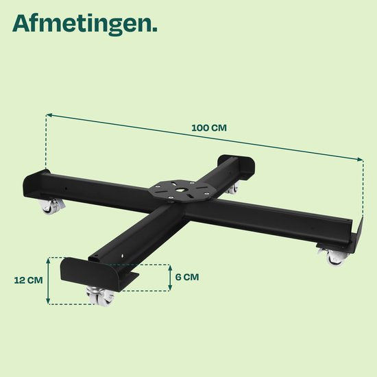 VONROC Parasolvoet op wielen - verrijdbare kruisvoet - voor VONROC zweefparasols Bardolino en Pisogne & Universeel geschikt
