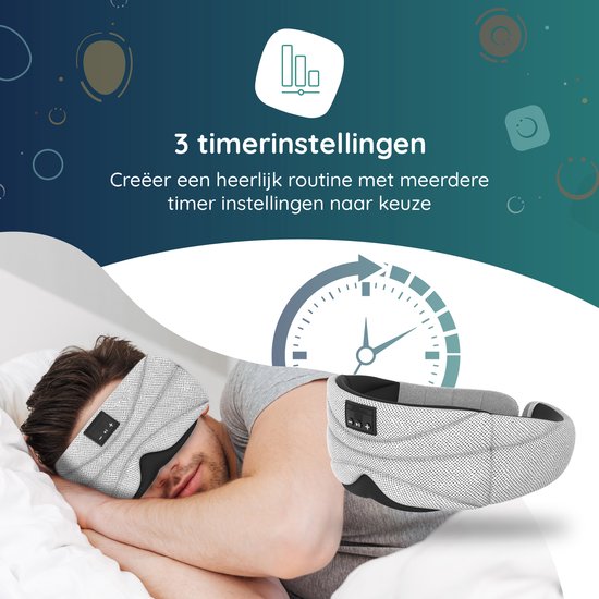 Numsy Slaapmasker met Bluetooth - Batterij vermogen 8 uutjes - 100% Katoen - Lichtgrijs