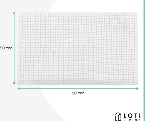 Loti Living Badmat Antislip – Douchemat – Badmat Badkamer – Vloermat - Chenille badmat - Wit - 50x80 cm