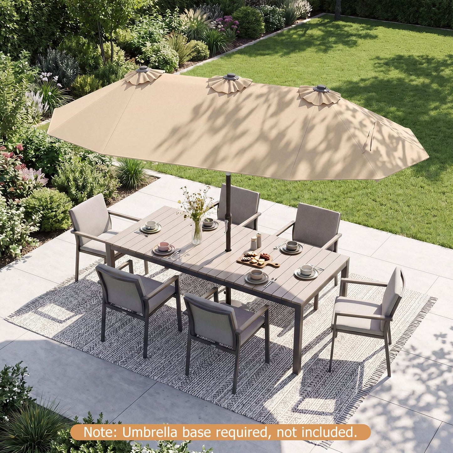 Coast Dubbele Parasol 300 x 160 cm - Rechthoekig - Kantelbaar - Beige