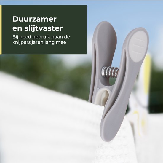 Gandria Wasknijpers 24 Stuks - Kunststof Wasknijpers - Set van 24 Plastic Knijpers - Wasrek Knijpers 10 Kg - Grijs/Wit en Wit/Grijs