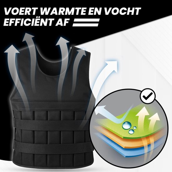 Fitby Verstelbaar Gewichtsvest 10KG - Weighted Vest - Gewichtsvesten - Gewichten - Krachtraining & Crossfit - Cardio - Geschikt vanaf maat L - Zwart