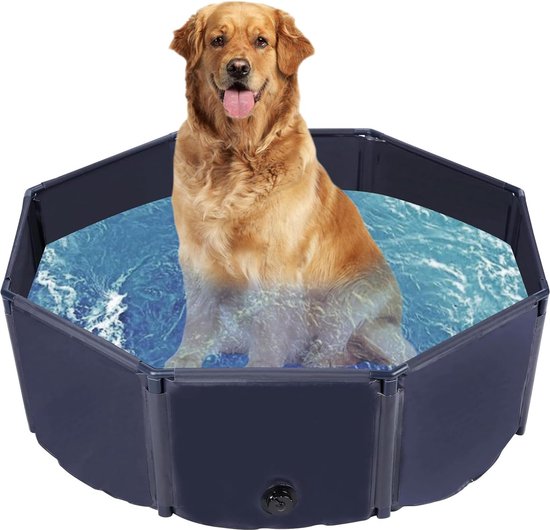 Yaheetech Opvouwbaar Hondenzwembad Ø100 cm - PVC - Antislip - Met Borstel/4 Patches - Blauw
