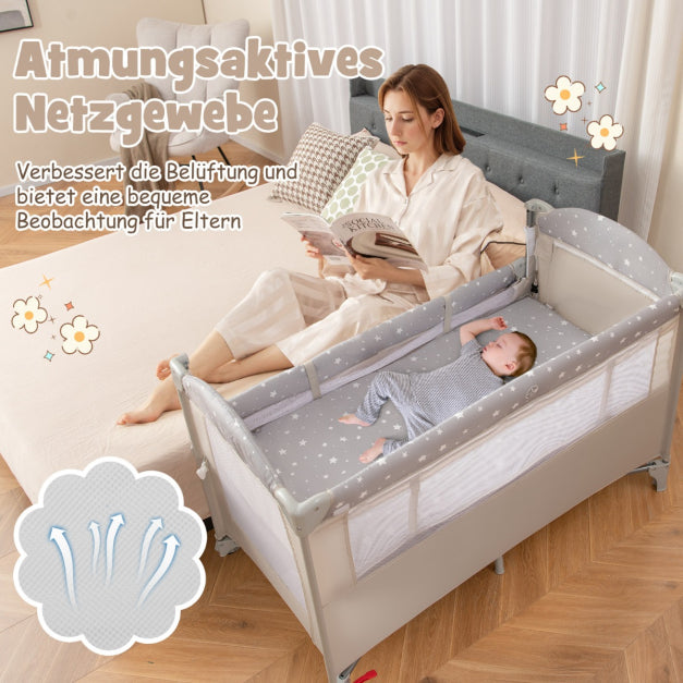 Coast Zijbed - 5 In 1 - Wielen - Incl. Matras - 125 x 65 x 76 cm - Beige