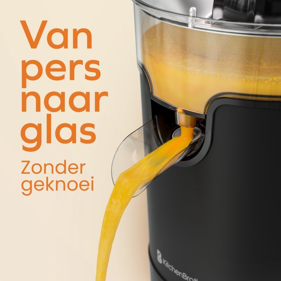 KitchenBrothers Citruspers - Compact - Met Uitloop en Pershendel - 0.35L - Zwart
