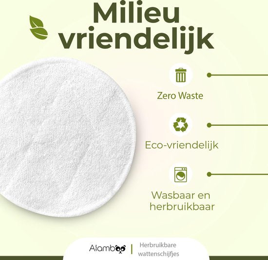 12 Stuks Herbruikbare Wattenschijfjes - Wasbare Zachte Wattenschijfjes - Duurzame & Biologische - Inclusief Waszakje