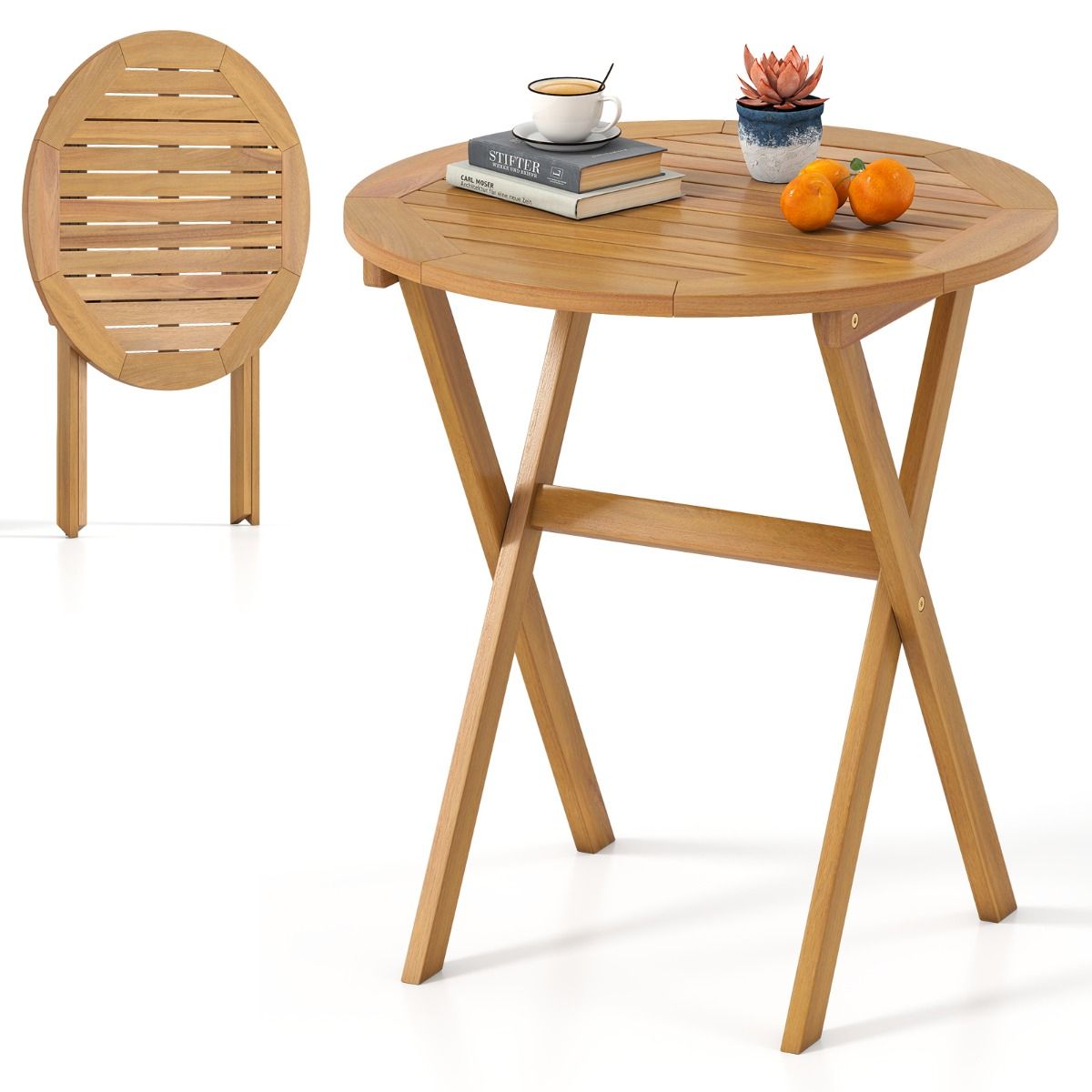 Coast ronde tuintafel - opvouwbaar - acaciahout - 67 cm - naturel