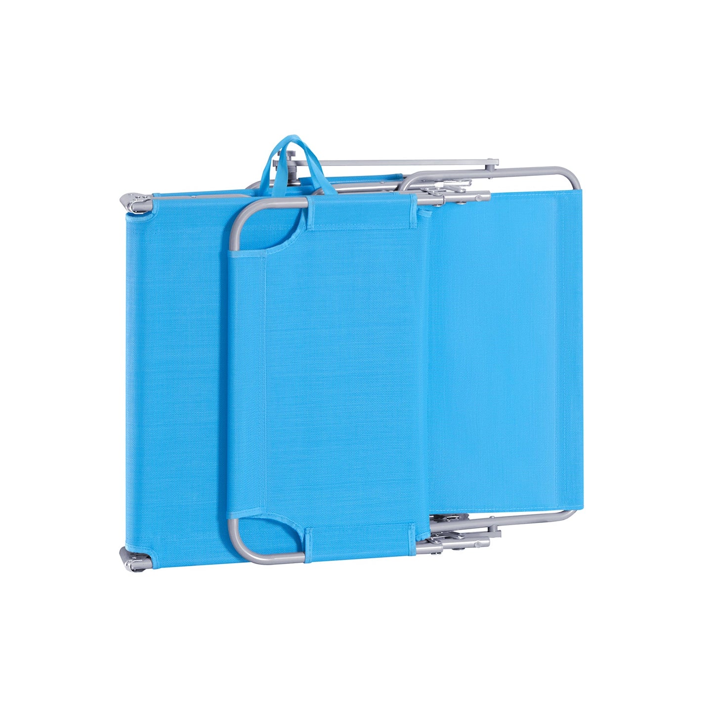 SoBuy Ligbed OGS48-B - Afneembaar Kussen - Verstelbaar Zonnedak - 189 x 28 x 62 cm - Blauw