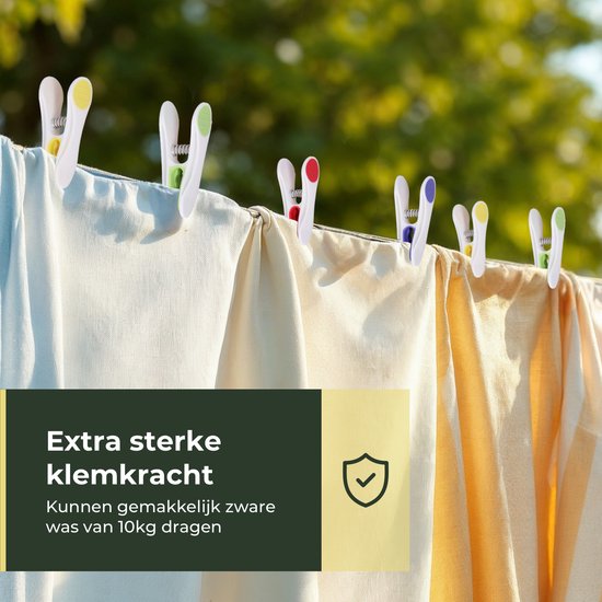 Gandria Wasknijpers 48 Stuks - Kunststof Wasknijpers - Set van 48 Plastic Knijpers - Wasrek Knijpers 10 Kg - 4 Kleuren