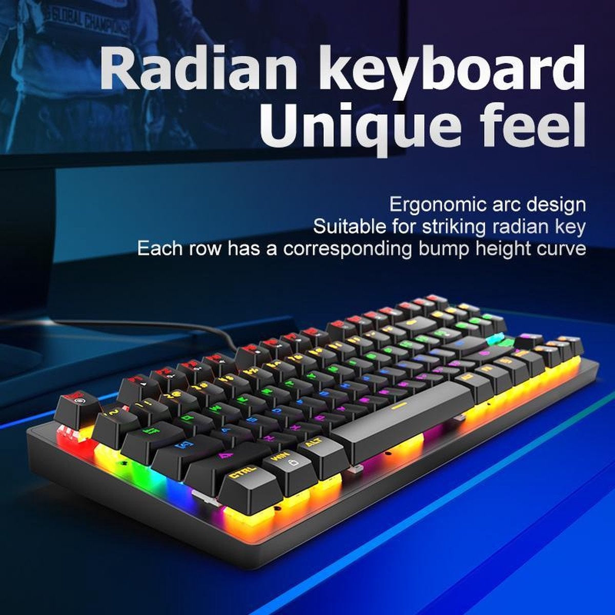 ZIYOULANG K2 RGB mechanisch 87keys TKL gaming toetsenbord - Windows/Mac game toetsenbord - blue switch - Mechanical Keyboard - anti-ghosting game toetsenborden - Zwart