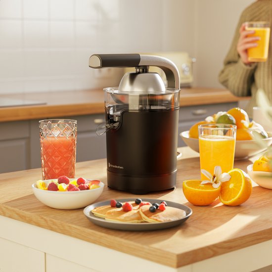 KitchenBrothers Citruspers - Compact - Met Uitloop en Pershendel - 0.35L - Zwart
