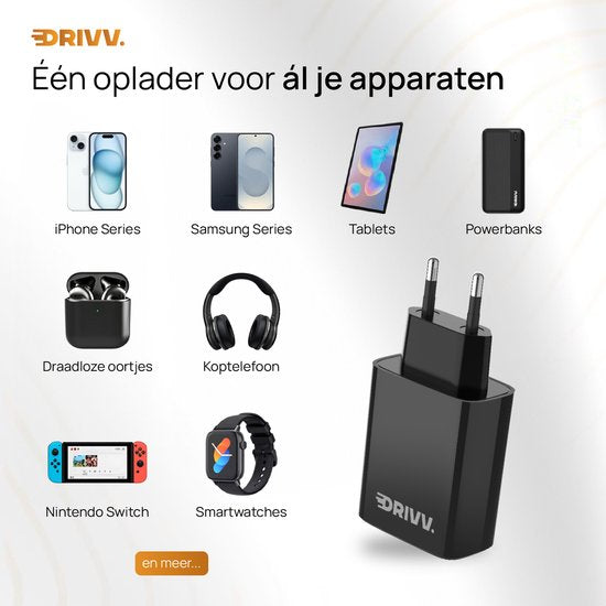 Drivv. USB C Oplader 35W - Snellader USB C - Power Adapter