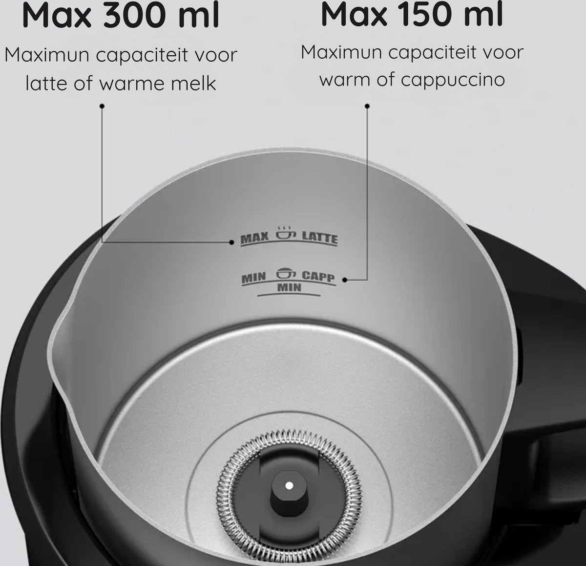 Safecourt Kitchen - Melkopschuimer digitaal - Uitneembare kan - 4-in-1 - BPA-vrij - Zwart - 400 ML