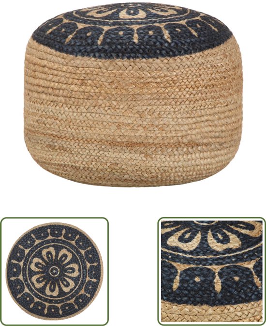 vidaXL - Poef - handgemaakt - 45x30 - cm - jute - blauw