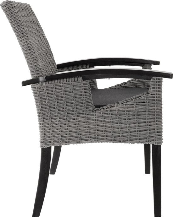 tectake® - Wicker stoel tuinstoel terrasstoel - Rosarno - grijs - 404806 - poly-rattan
