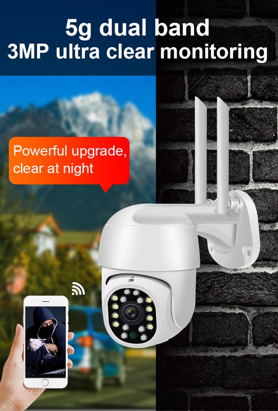 Fuegobird  Y17  Smart Waterdichtheid IP66 IP camera - buiten - draai- en kantelbaar - Ondersteuning 2.4G/5G WIFI - 3MP - PTZ IP Camera