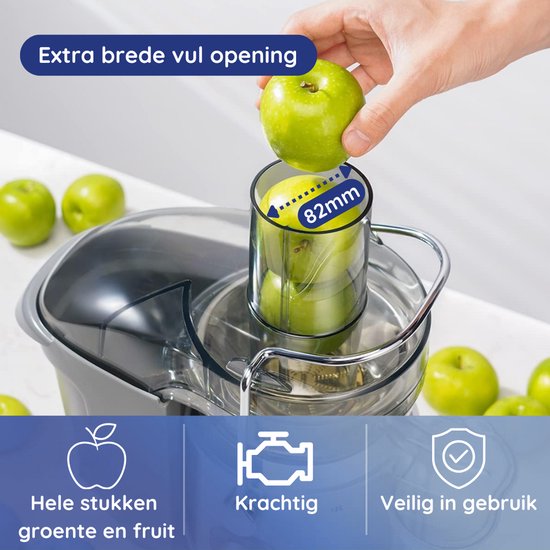 Safecourt Kitchen Sapcentrifuge - Juicer voor Groenten & Fruit - Grote Vulopening - 3 snelheden - 1200 Watt